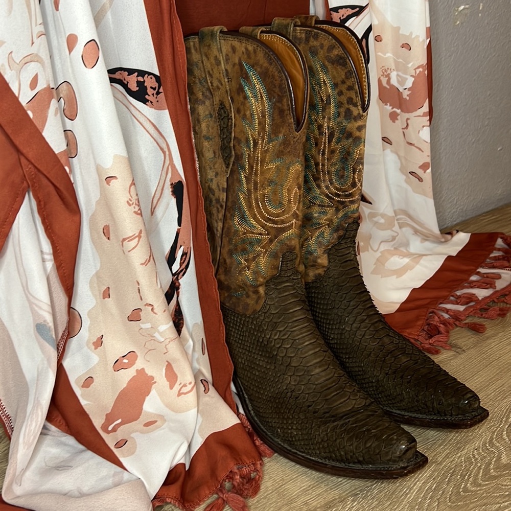 Leopard Print Python Boots - image 1